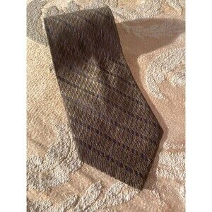 Vintage 90s Silk Necktie Calvin Klein Brown & Blue Woven Business Casual Tie